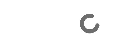 Gray circular carousel-shaped logo on white background