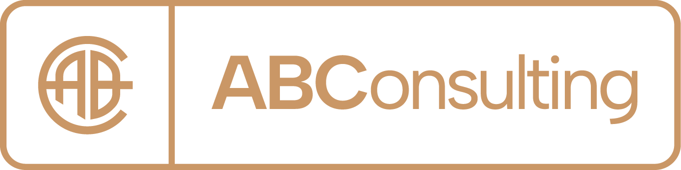 ABC Consulting logo in gold with stylized ABC initials inside a circle
