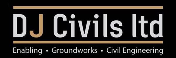 Logo of DJ Civils Ltd with text 'Enabling • Groundworks • Civil Engineering'